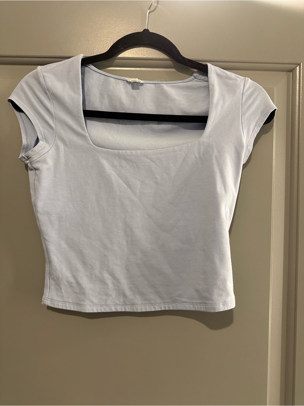 Garage Light Blue Square-Neck Crop Top
